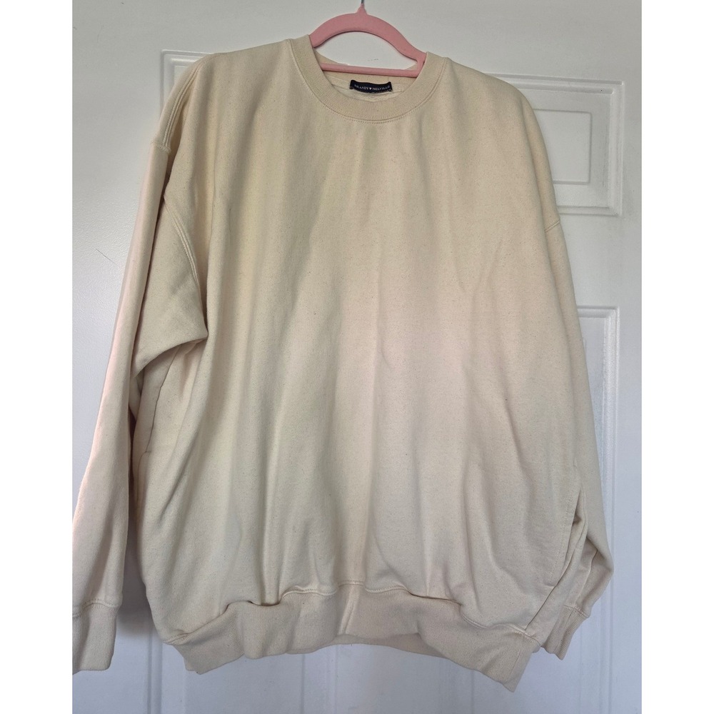 Brandy Melville J Galt Erica Cream Oversized Crewneck Sweatshirt Ivory One Size